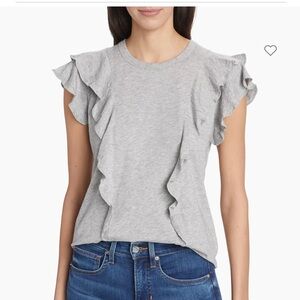 Veronica Beard Bea Ruffled t-shirt size small in gray